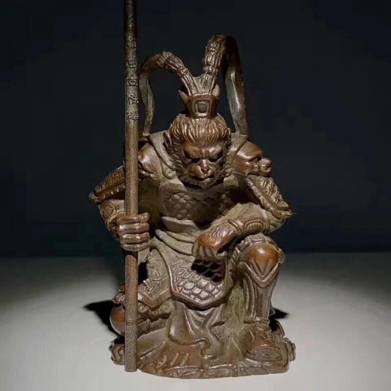 

Buddhism Brass SunWuKong Monkey King Figurines Decoration Miniature Car Bronz