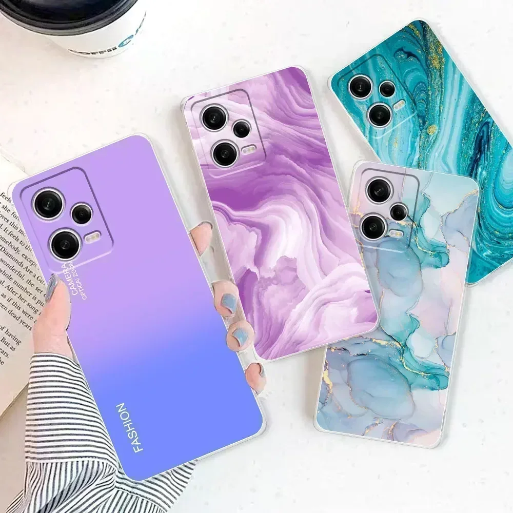 For Redmi Note 12 Pro Case Redmi Note12S Cover Marble Transparent Cases For Redmi Note 12 Pro Plus 5G Silicone Phone Bumper Bags