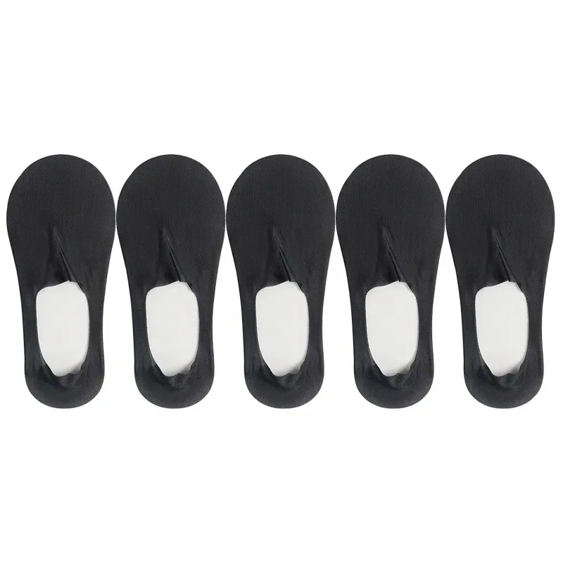 

5 Pairs/Lot Socks Women's Summer Ultra-thin Invisible Low Cut Silicone Anti-slip Mesh No Show Ice Silk Solid Boat Socks