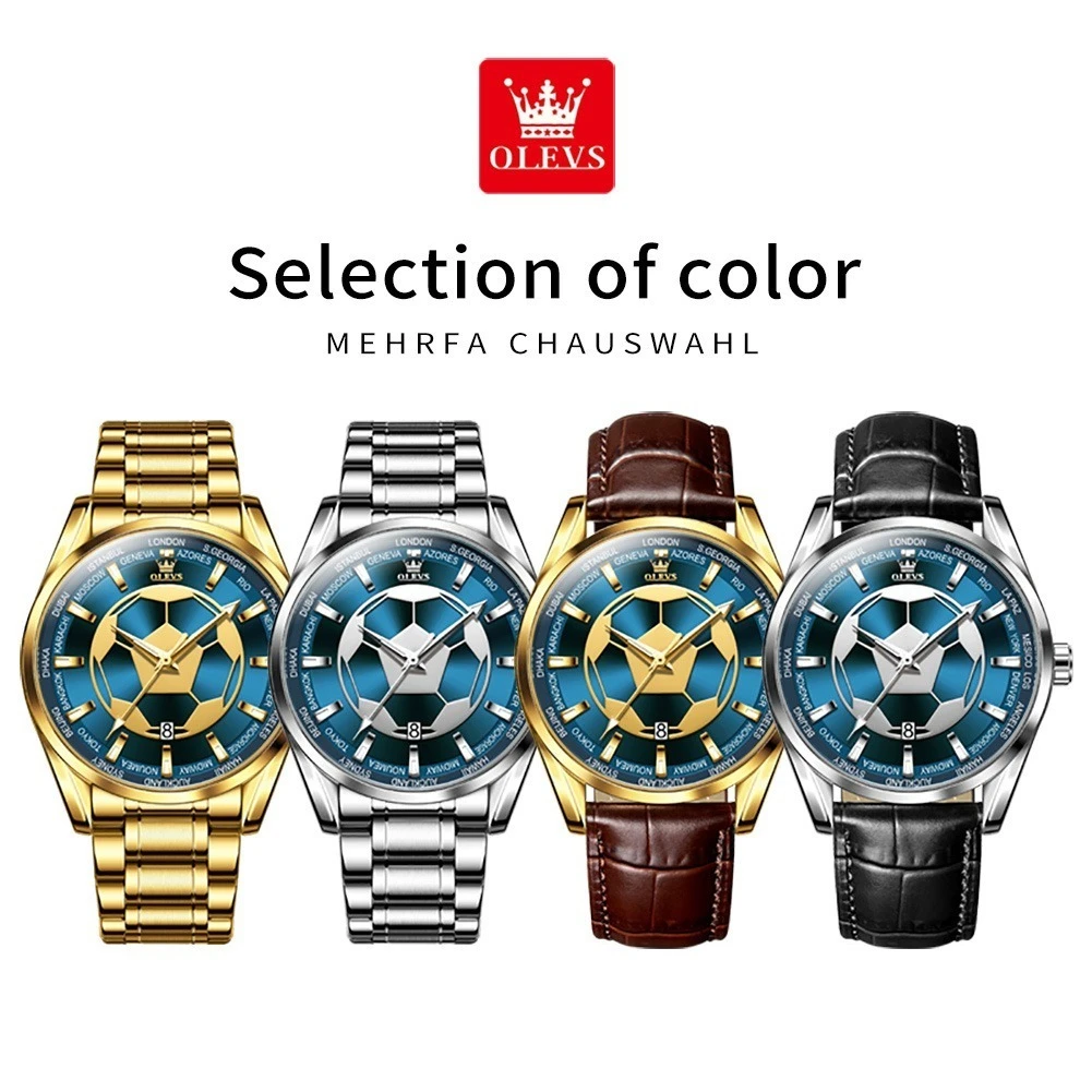 OLEVS 9949, Quarz-Freizeituhr, Geschenk, rundes Zifferblatt, Edelstahl-Armband, Armbanduhr, Kalender, leuchtend