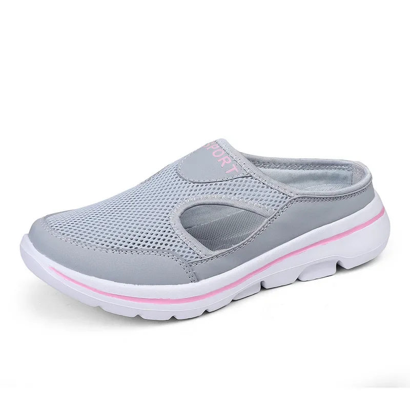 2024 verano coreano zapatos casuales de gran tamaño zapatos de mujer zapatos individuales suela gruesa sandalias de un pie medias zapatillas de malla para hombres