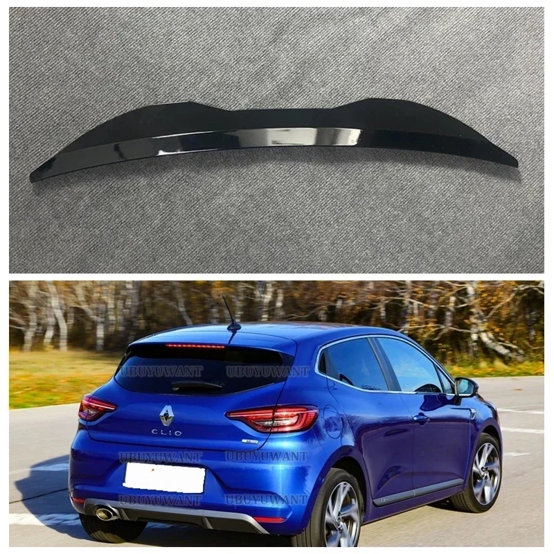 Alerón trasero UBUYUWANT para Renault Clio 5 2019-2022, negro brillante, plástico ABS, alerón de techo para coche Clio, alerón trasero universal.