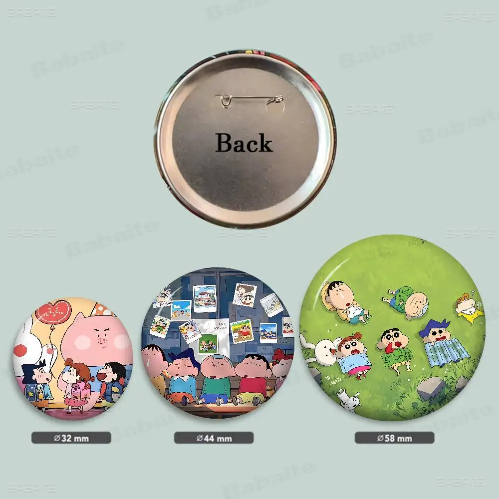 Crayon Shin-Chan Soft Button Pin Round Metal Badge Lapel Pin Parts Gift Friends Kid Jewelry