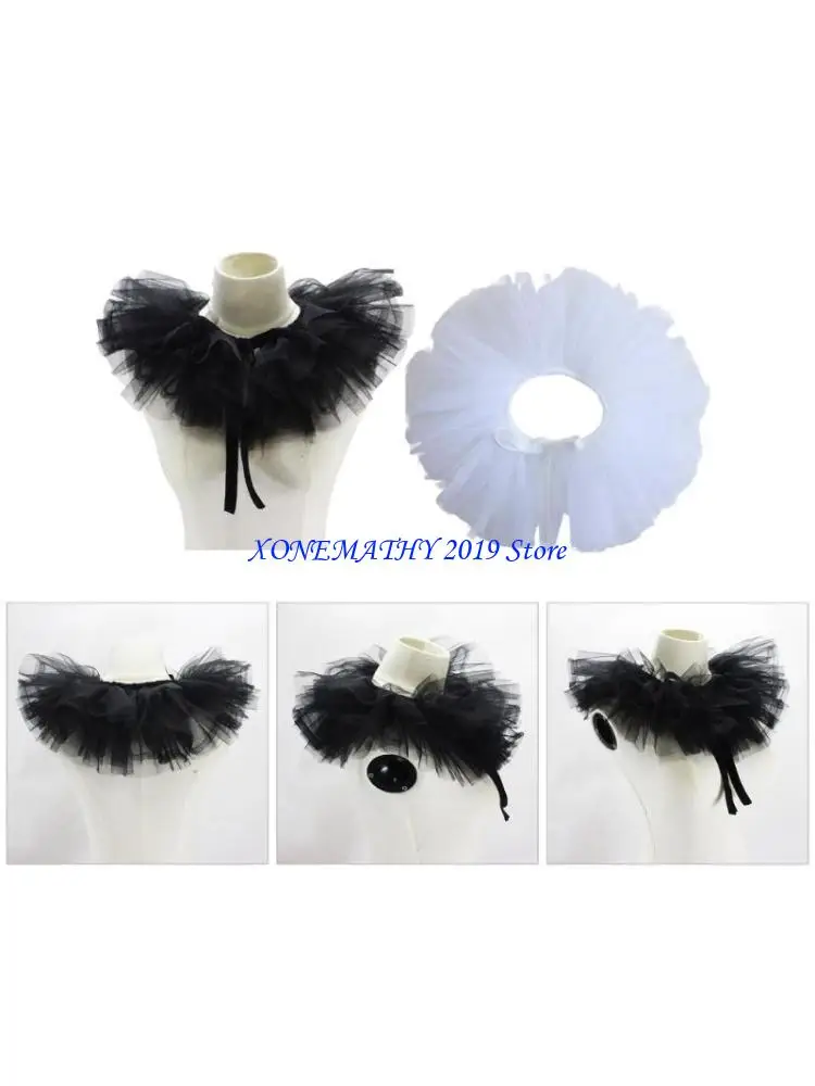 

F42F дамы викторианской эпохи Возрождения для девочек, съемный кружевной жабо с рюшами и воротником-стойкой, сценический костюм