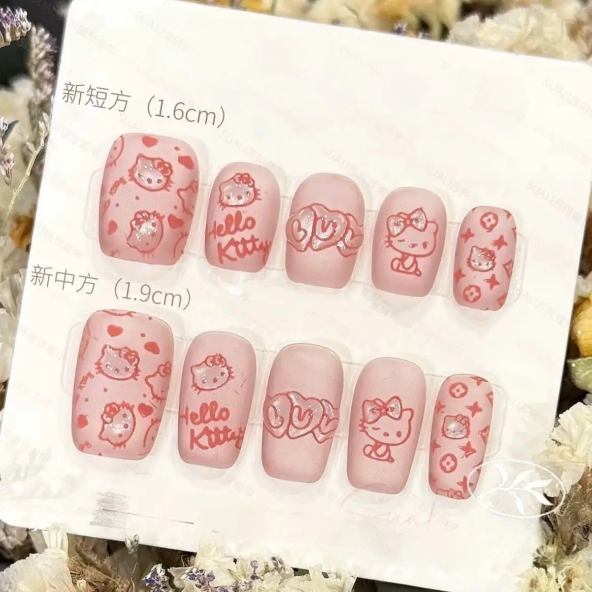

Накладные ногти Hello Kitty: милые матовые, с ручной росписью, эффектом кошачьего глаза, 3D, для девочек, отбеливающие, ручной работы, для маникюра DIY в стиле Y2K