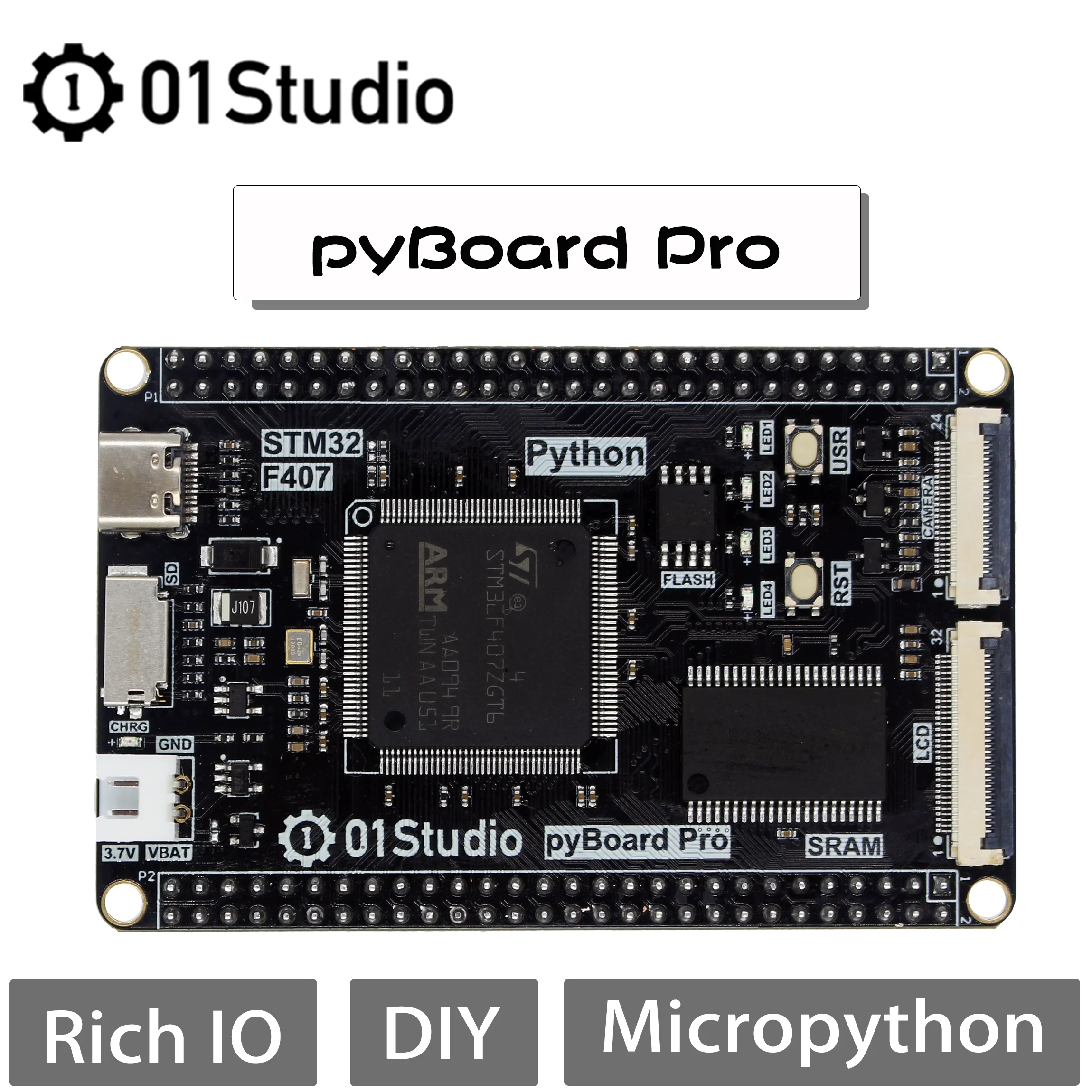 

01Studio pyBoard Pro Columbus Minimum System STM32F407ZGT6 Основная плата Плата разработки Python Micropython
