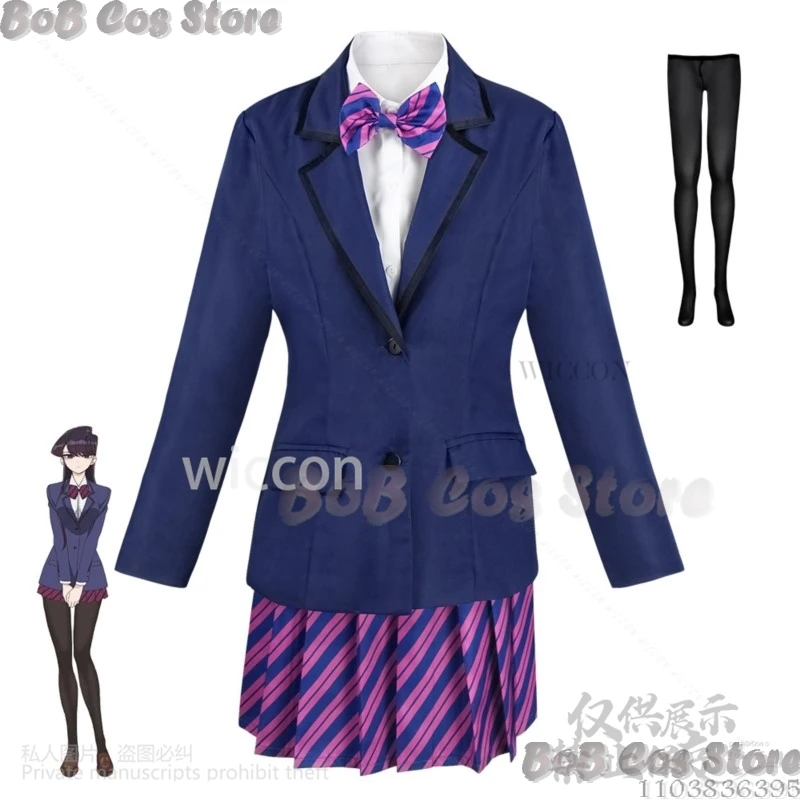 Anime Can't Communicate Komi Shoko Cosplay Japanese JK School Uniform Dress Coat Lolita Stocking Girls Woman Roleplay Customized