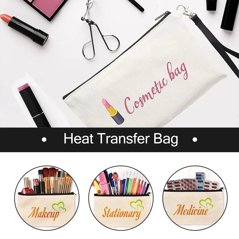 

10Pcs Canvas Zipper Sublimation Blank Bags DIY Heat Transfer Makeup Pencil Case Toiletry Organizer Travel Storage Pouch