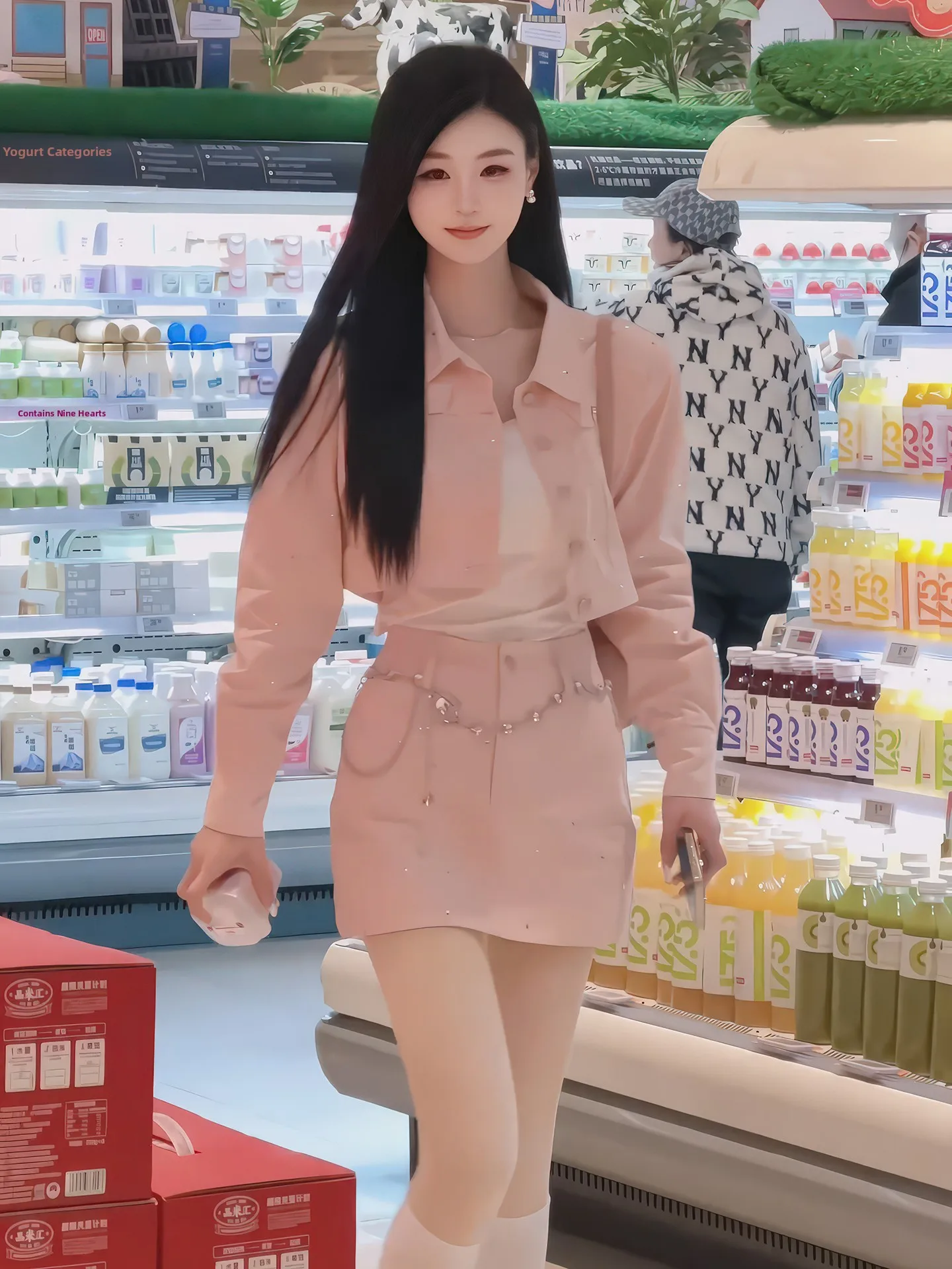 

Retro Korean Style Pink Denim Set Women's Short Coat And Skirt Two-Piece Suit Spring Fashion Casual High Waist Design