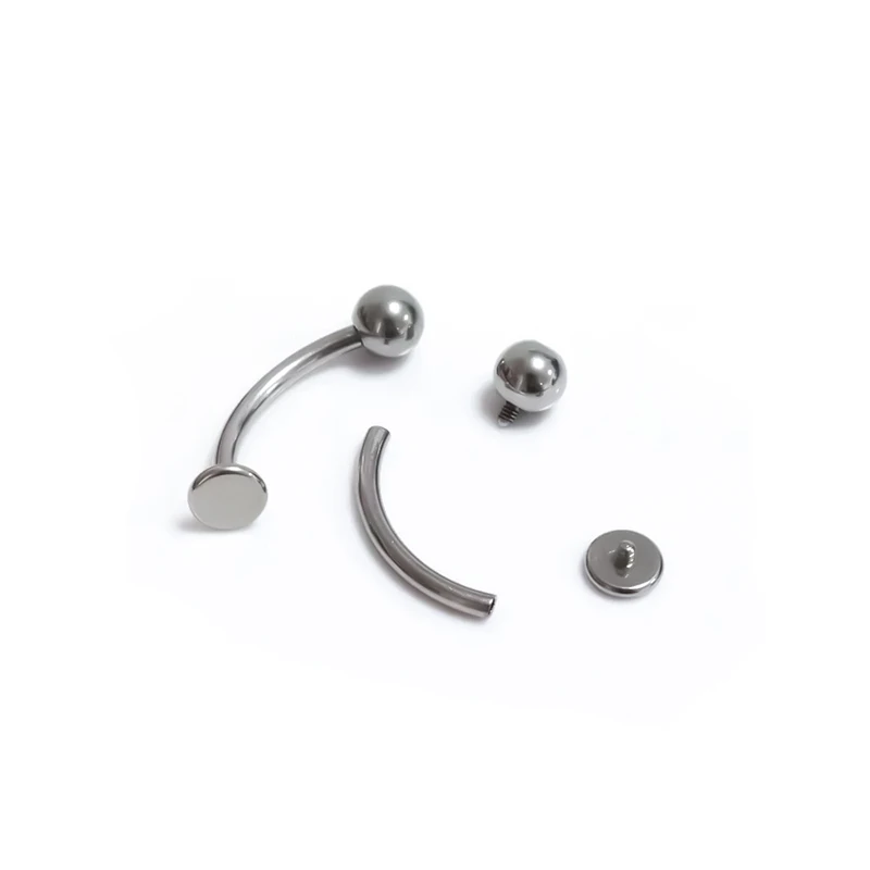 1 pz entrambe le estremità testa interna G23 titanio 14g 6-14mm ombelico Stud palla rotonda Base piatta sospensione ombelico anello Pierc