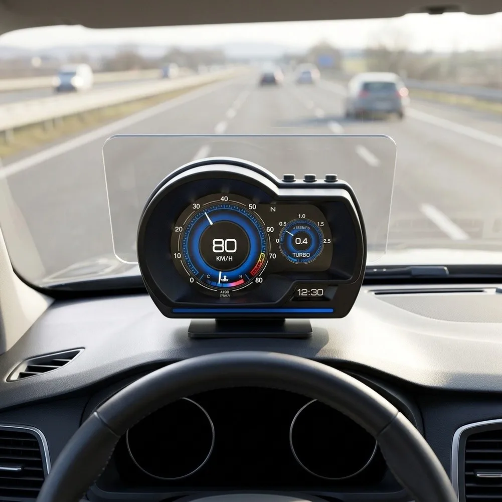 For OBD Car Mounted LCD Head-Up Display For Speed Temperature&Turbo Monitoring Multifunctional Digital Speedometer Auto On-board