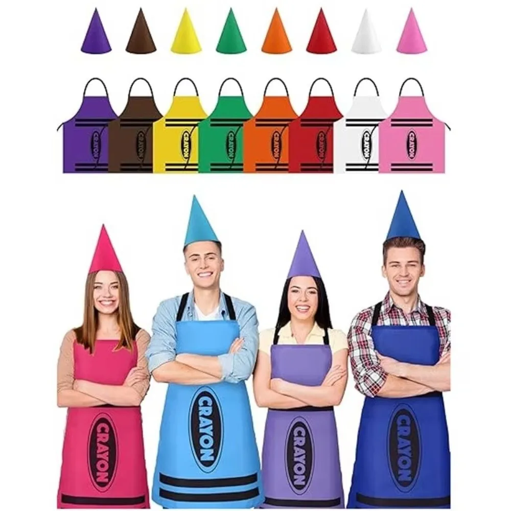 Colorful Crayon Themed Gnome Set Fancy Dress Cleaning Crayon Apron Art Craft Activity Funny Cosplay Dress-up