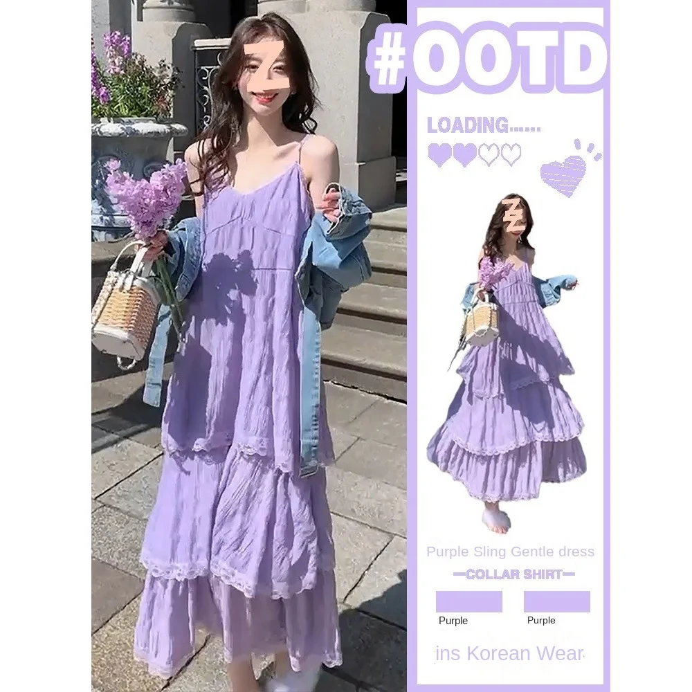 فستان كاجوال بحزام سباغيتي من الدانتيل فستان مكشكش بدون أكمام فستان مناسبات ملابس نسائية فضفاضة للنساء والفتيات #2