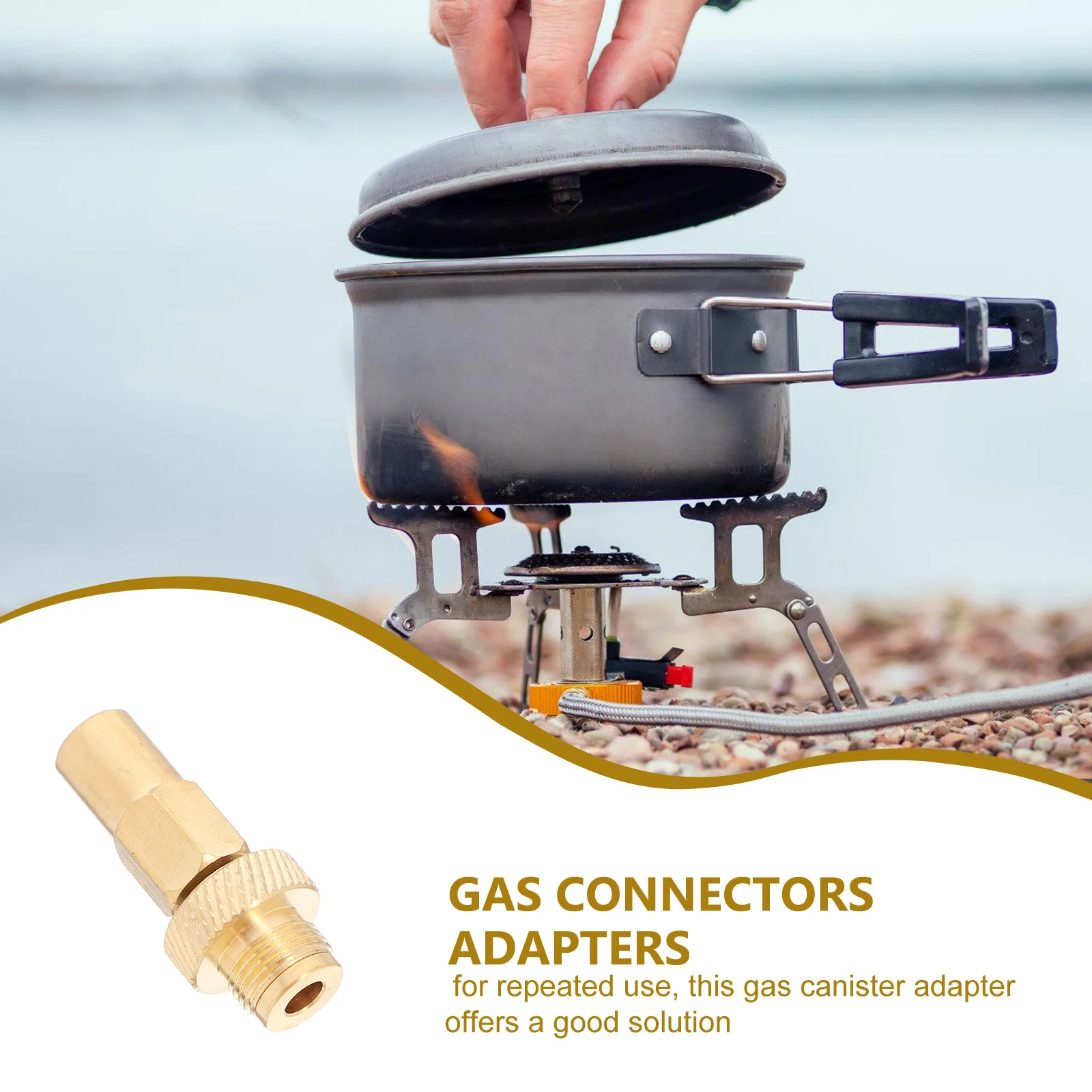 

1pc Camping Gas Stove Adapter Copper Valve Universal Connector For Propane Tank Outdoor Use Gas Converter Head