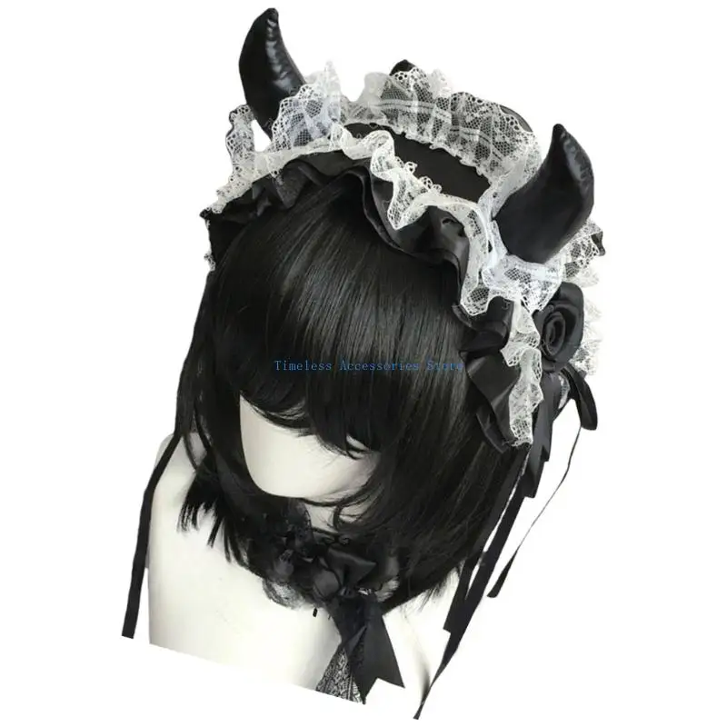 97QE Gothic Lace Hairband Gothic เครื่องแต่งกายอุปกรณ์เสริมสำหรับผู้หญิงฮาโลวีนคอสเพลย์เทศกาลดนตรี