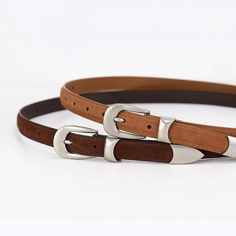 Retro Silver Buckle Thin Waist Belt for Women