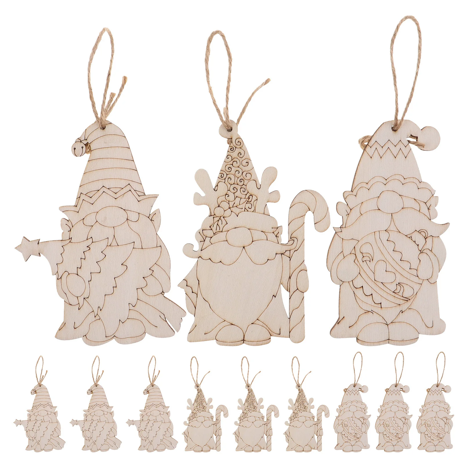 

30Pcs Blank Wooden Gnome Cutouts DIY Graffiti Pendant Christmas Tree Wood Pendant Holiday Crafts Christmas Graffiti Pendants