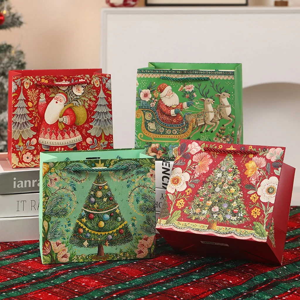 Christmas Paper Gift Bag Festive Christmas Present Bag Christmas Tree Gift Bag For Holiday Events Party Favors