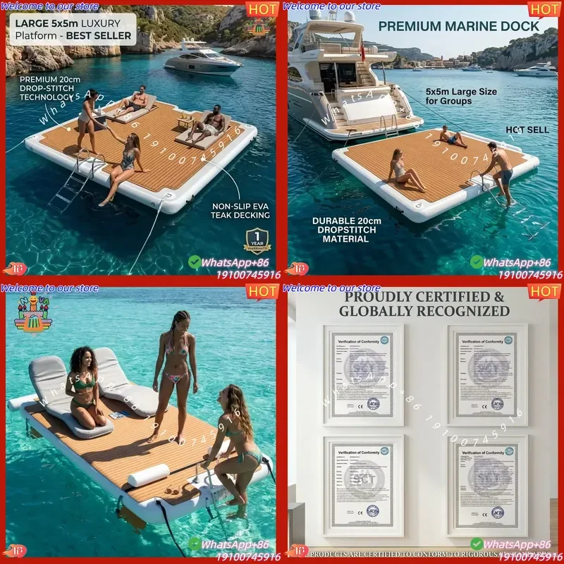 2026 Multi Person Inflatable Floating Yacht Inflatable Water Dock Floating Inflatable Floating Island