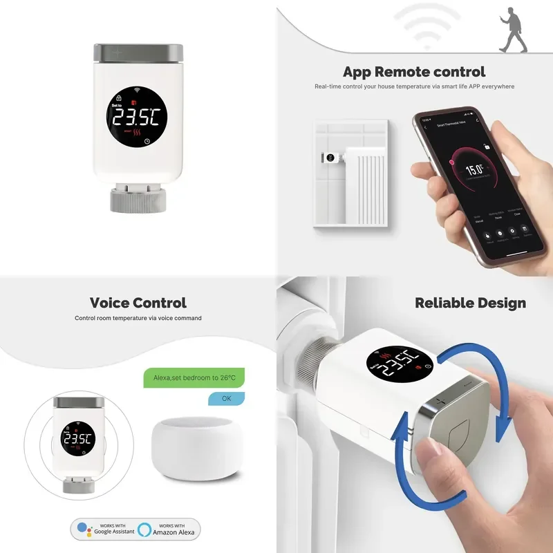 MOES Smart Wifi Thermostatic Radiator Valve TRV Programmable App Remote Temperature Controller Support Alexa Google Home