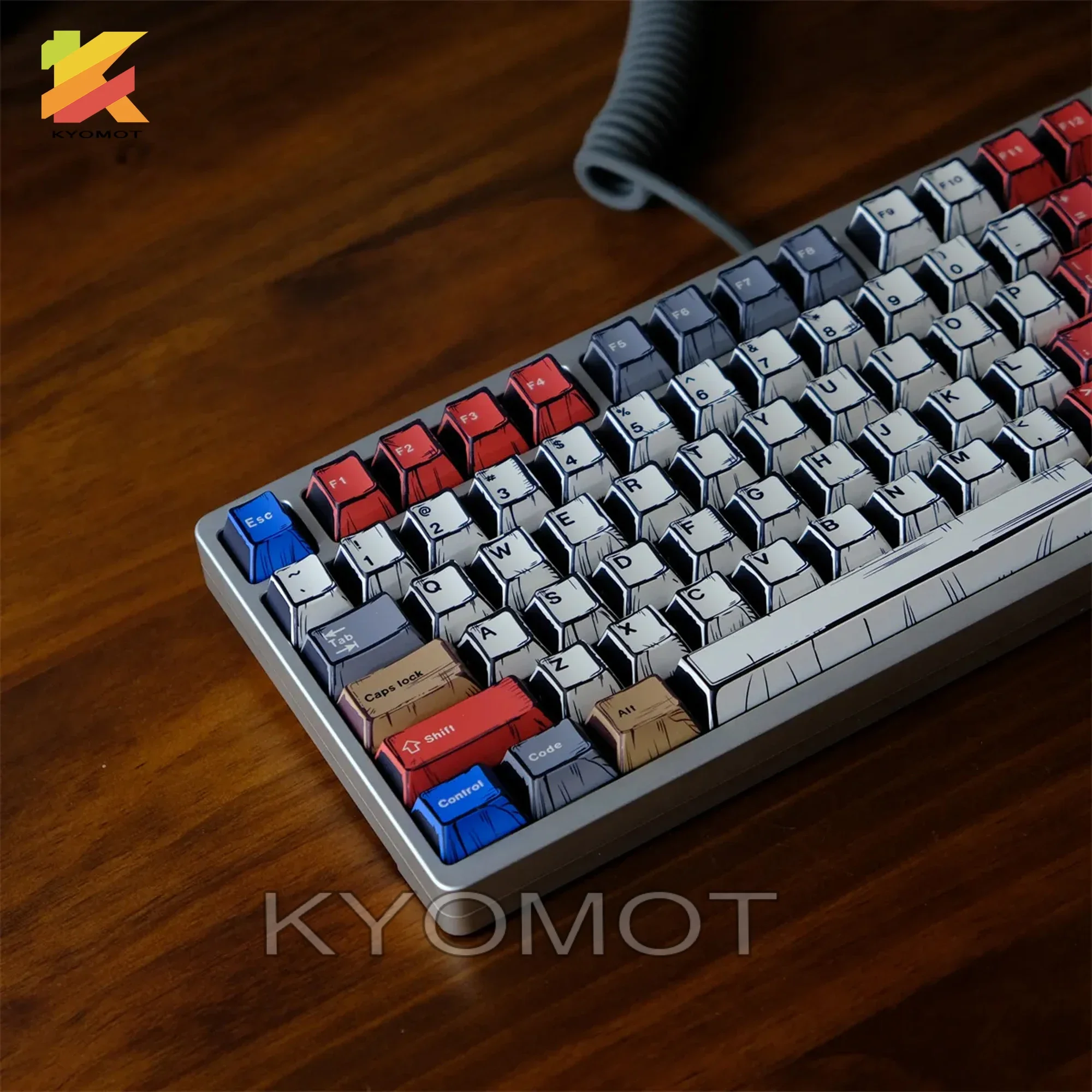 KYOMOT 149 Keys Comic Style Keycaps Cherry Profile Anime Keycaps PBT Dye Sub Keycap for DIY Game MX Switches Mechanical Keyboard