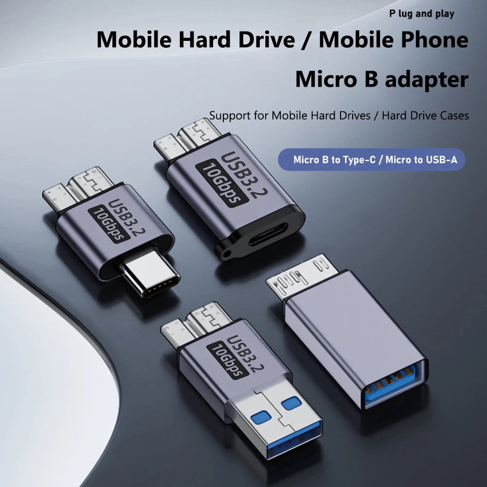 USB TYPE-C To Micro B HDD Adapter USB3.1 Gen2 10Gbps 7.5W Micro B to USB C 3.1 Adapter for Hard Drive Cable External SSD HDD