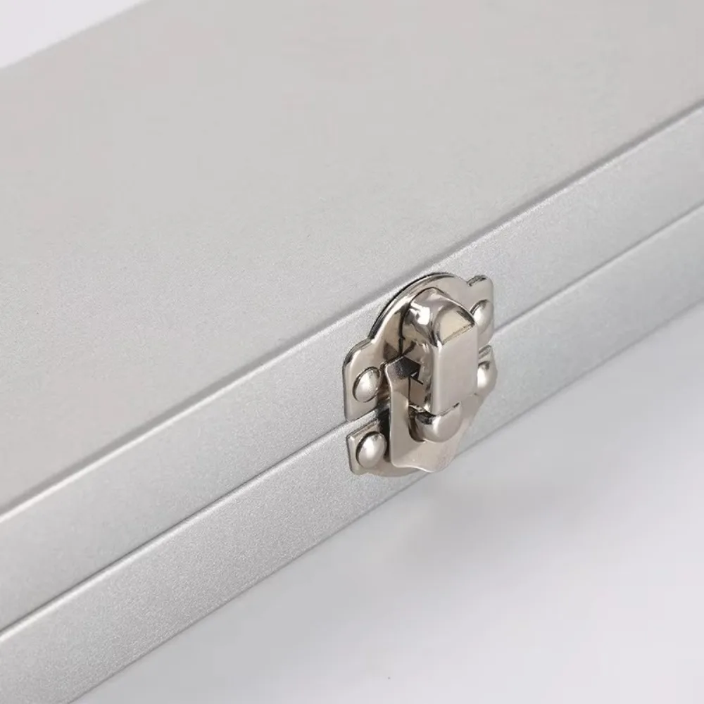 New Rectangle Metal Storage Box Iron Flip Cover Empty Hinged Box with Lock Silver Metal Buckles Box Solid Water Colour Box