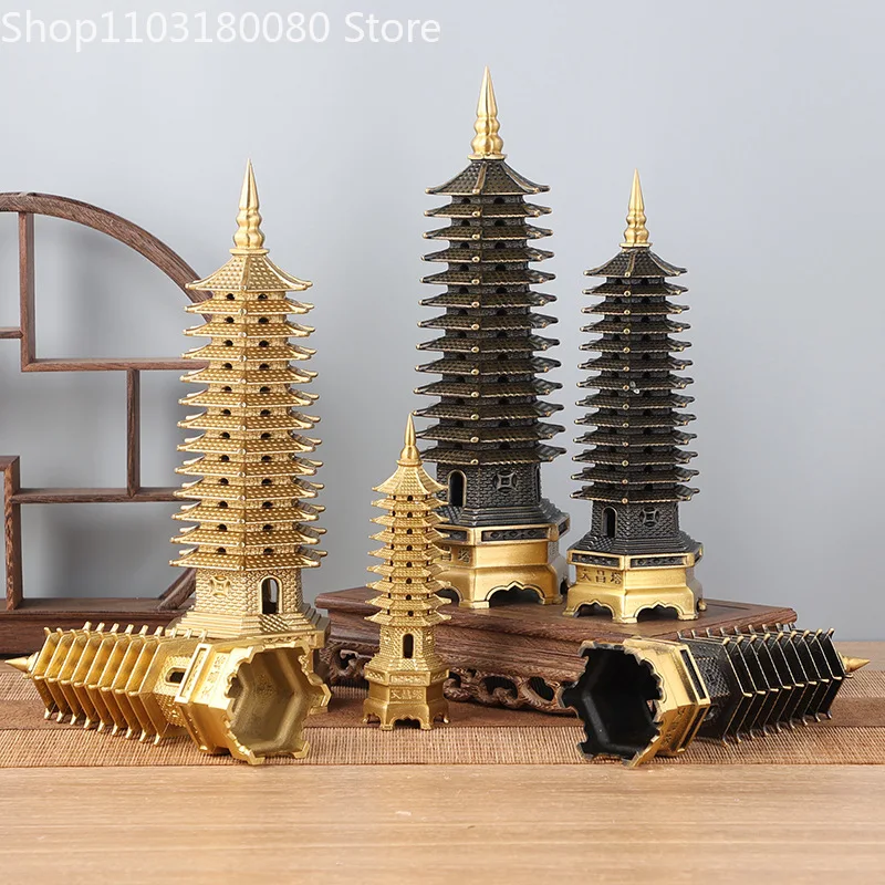 

Высококачественная медная статуя Пагоды Вэньчан (9-слойная, 13-слойная), китайский фэншуй-декор, 40 см, 30 см, 25 см, 18 см