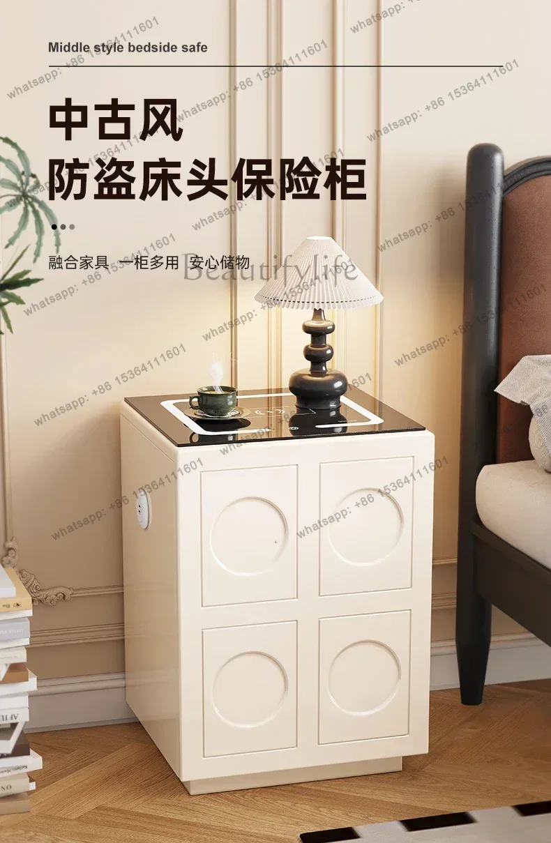 YJ Household anti-theft hidden bedside safe green with large capacity fingerprint password cabinet 65cm
