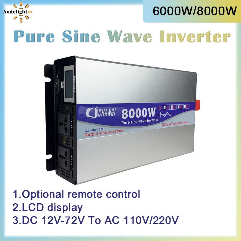 Pure Sine Wave Inverter 12v 220v Power 6000W 8000W DC 12V To AC 110V Voltage Converter Solar Car Inverters With USB Converter