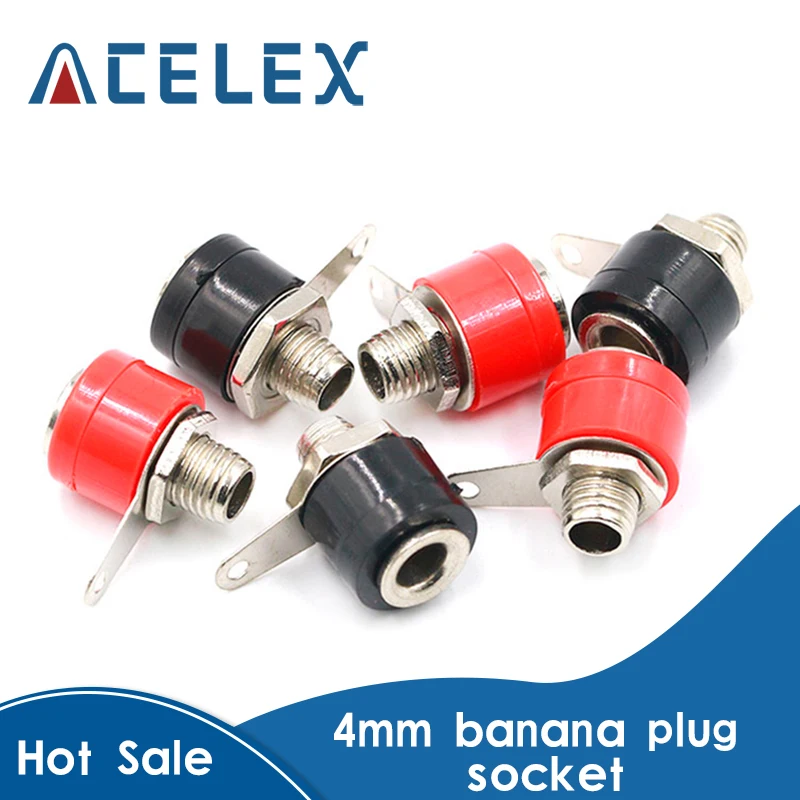 10PCS/LOT 4mm Banana Socket Jack For Banana Plug Terminal Connector Black Red