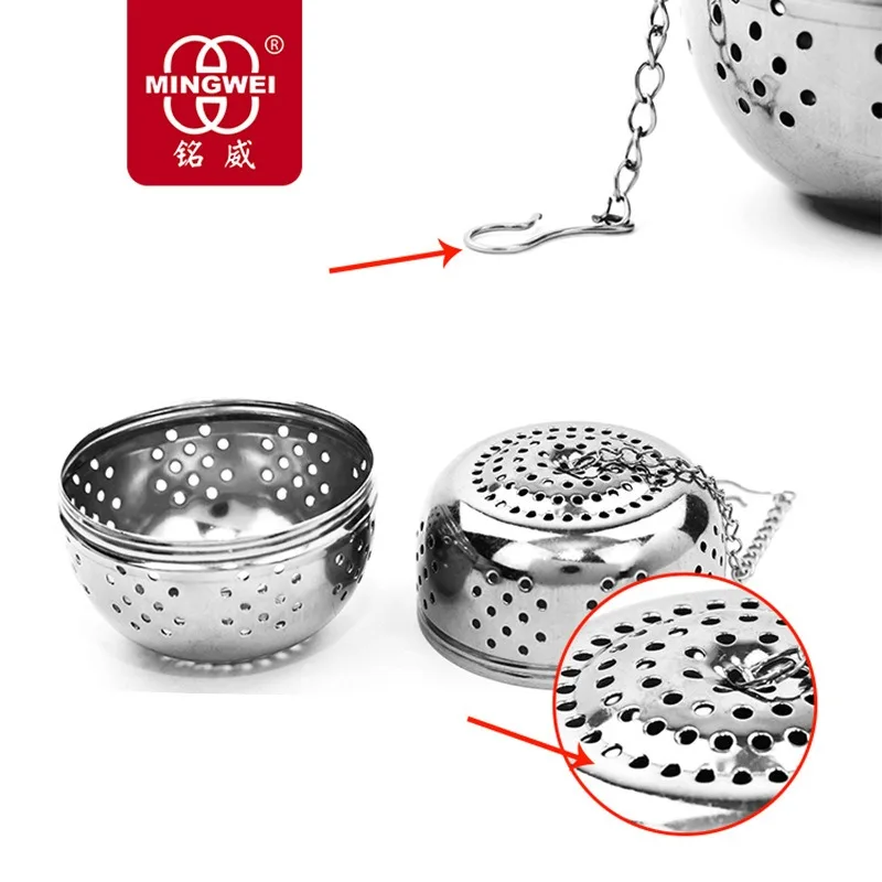 Stainless Steel Tea Infuser Ball Shape Mesh Filter Strainer With Hook Loose Leaf Spiceball Rope Chain Home Kitchen Tool