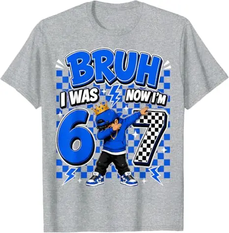 Modekleidung für 7-jährige Jungen, Bruh, ich war 6, jetzt bin ich 7, Dabbing 7. Geburtstag Jungen Sechs-Sieben T-Shirt, Humorvolles 67 Spruch-T-Shirt Geschenke – Detail 7
