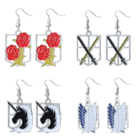 Hot Sale Anime Attack On Titan Drop Earring серьги Attack Wings Shingeki Cosplay Dangle Earrings For Women Girl Ear Jewelry