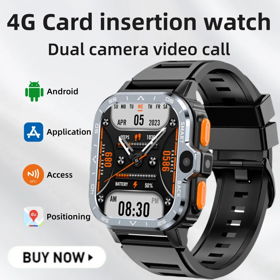 

PGD Smartwatch for Men with SIM Card Slot, Dual Camera Setup, 2.03-Inch Display, WiFi, GPS, Waterproof, and NFC Technology
