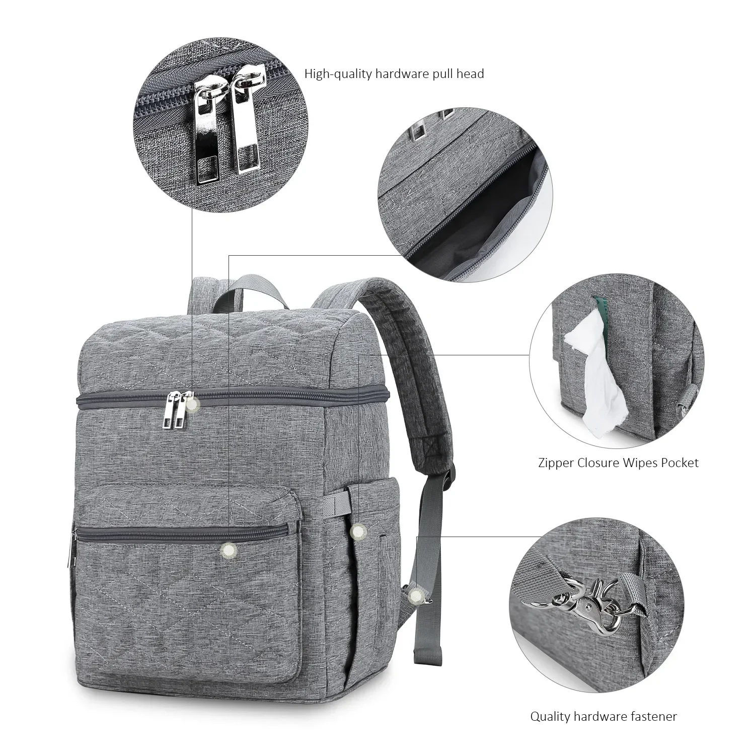 Large Capacity Waterproof Big Opening Multi-pocket Lightweight Mummy Baby Nappy Bag Mommy Baby Diaper Bag Backpack For Stroller