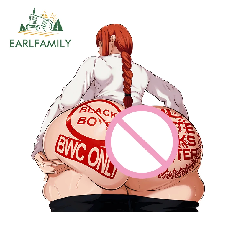 

EARLFAMILY Makima красные татуировки девушка обнаженная задница хентай наклейки для автомобиля Ecchi огромная попа Waifu Booty виниловые наклейки декор для гонок на мотоциклах