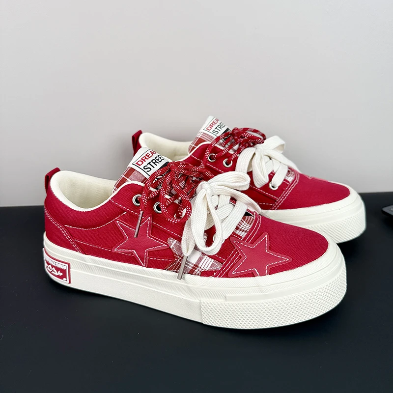 

Модные красные повседневные кроссовки, мужские парусиновые туфли на шнуровке, оригинальная дизайнерская обувь, роскошные кроссовки на платформе, мужская осенняя вулканизированная обувь