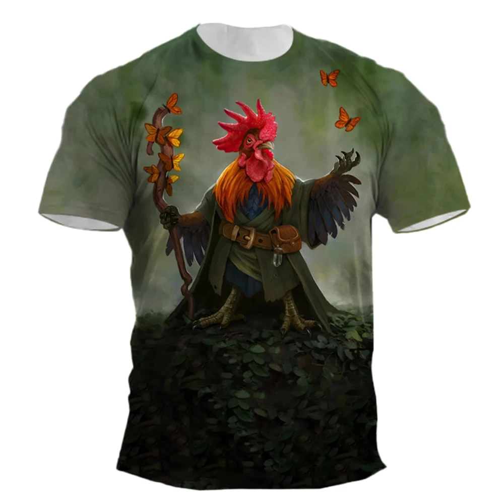 Fashionable Chicken  Pictures For Men\'s T-Shirts Trend Digital Printing Casual Round Neck Short Sleeved Tops