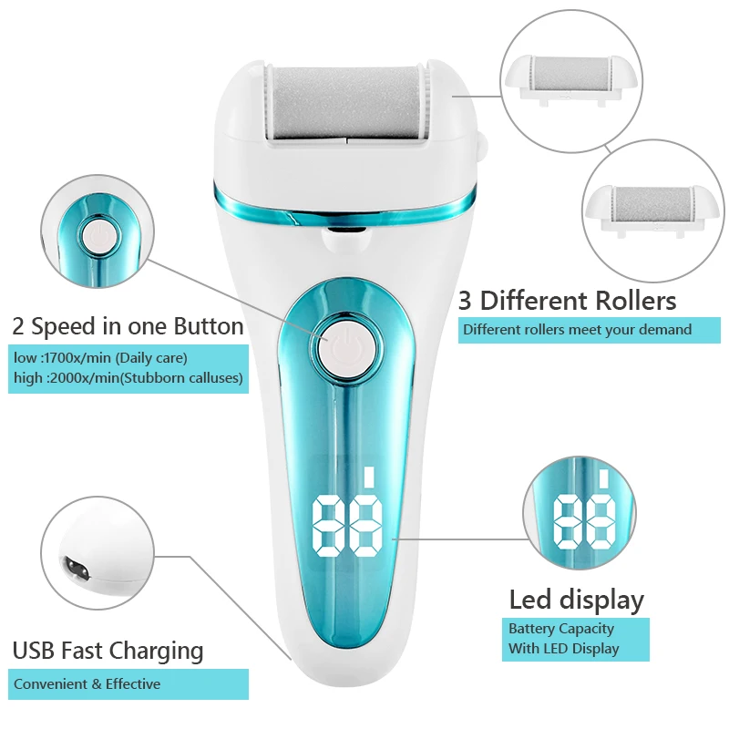 Lima eléctrica de pedicura, eliminador de callos, piel muerta, recargable por USB, herramientas para el cuidado de la piel del pie