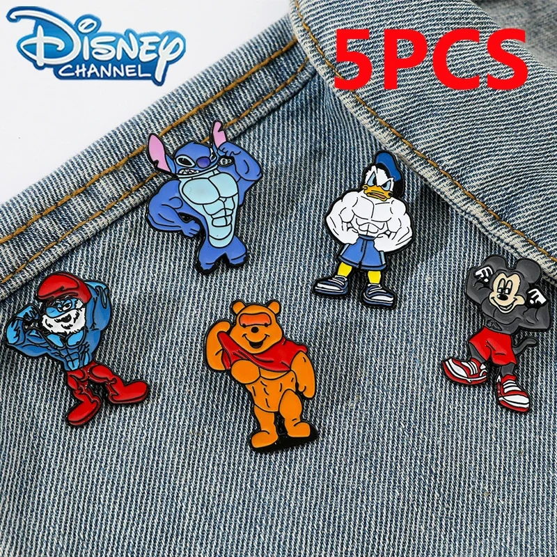 Disney Cartoon Creative Personality Muscle Stitch Metal Brooch Decoration Fitness Expert Badge Drip Oil Alloy Pin Accessories