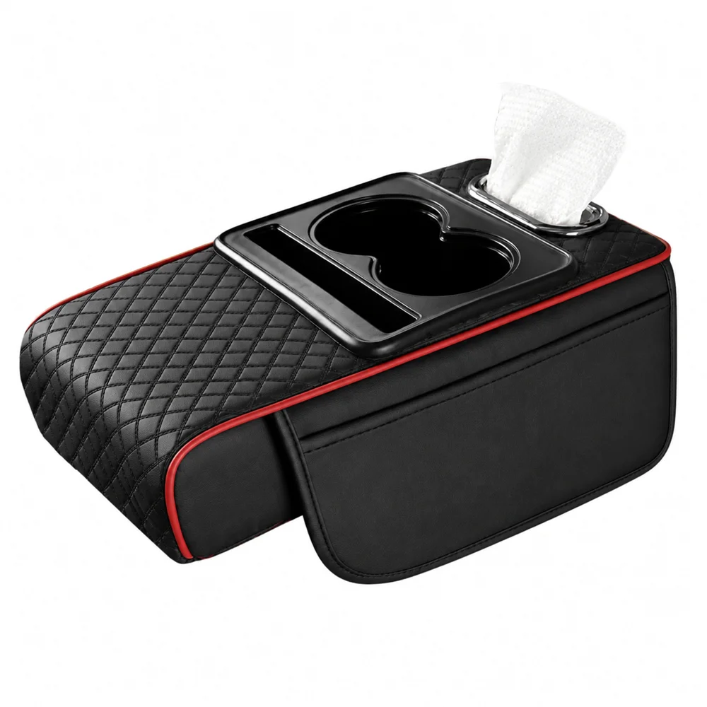 HTMCK Yanace Car Seat Gap Organizer with Cup Holde PU Leather Armrest Console Storage Bag, Universal Auto for Phones and Keys