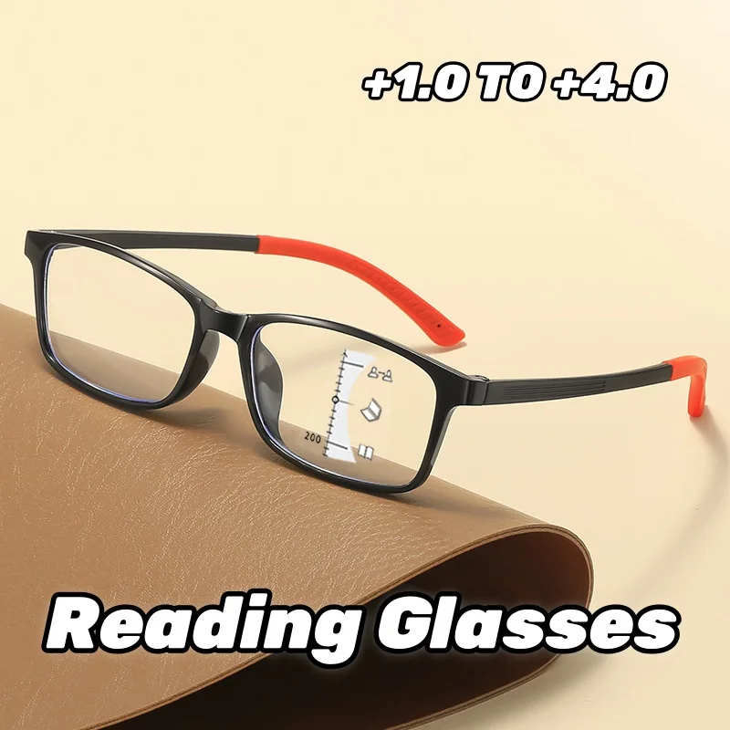 

Progressive Multifocal Small Frame Reading Glasses Both Near and Far Anti Blue Light Ultra Light TR90 Sports Presbyopia Glasses