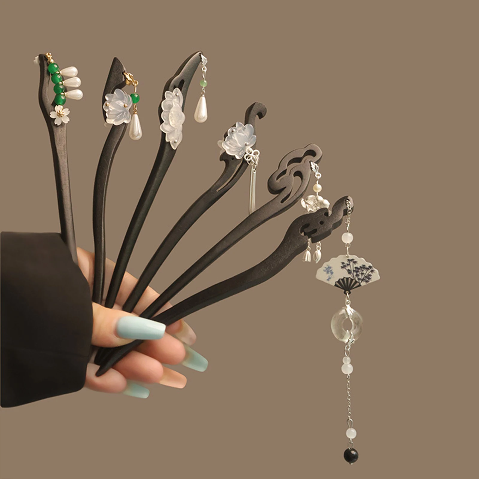 Haarnadel aus Holz im chinesischen Stil, Vintage-Lotus-Haarstab, handgefertigt, Palisander-Haarschmuck für Frauen, Vintage-Haarspangen, 1 Stück