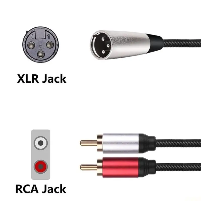 B03F XLRs to 2RCA Male Stereo Sound Y Cable, Gold Plateds Adapter for TV, Smartphone