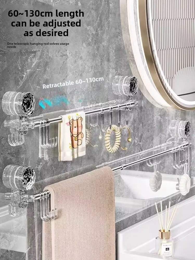 

Угловая вешалка для полотенец Batoom с присоской, настенная, без сверления, для хранения, с выдвижной штангой