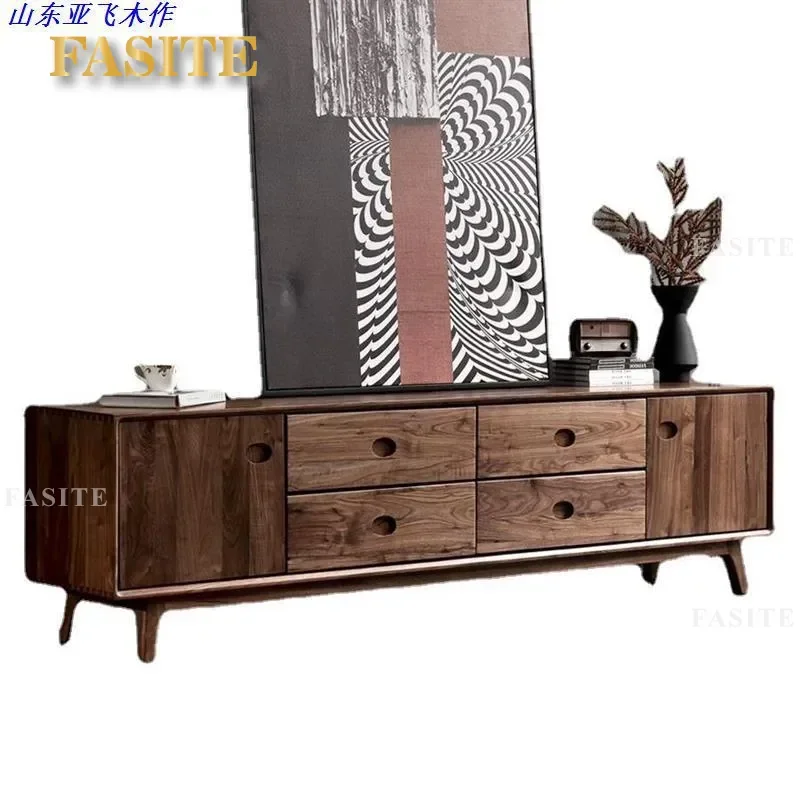 for North American Black Walnut TV Cabinet Bedroom All Solid Wood Locker with Drawers Simple Living Room Floor Storage Unit