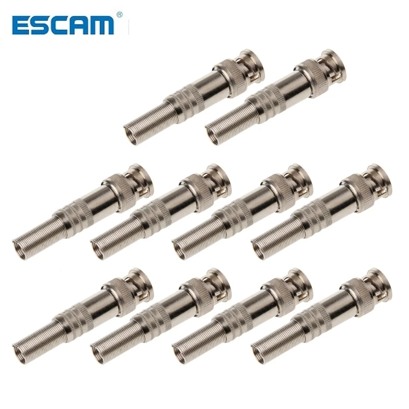 

ESCAM 10Pcs BNC Male Plug Connector To Screw For RG-59 Coaxical Cable CCTV Camera