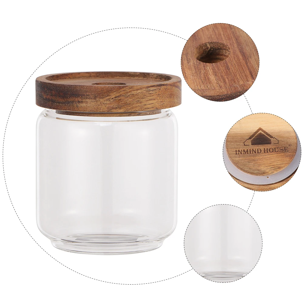 

2 pcs Jar High Borosilicate Glass Containers Clear Sealed Lid Tea Storage Kitchen Jars Food Honey Seasoning