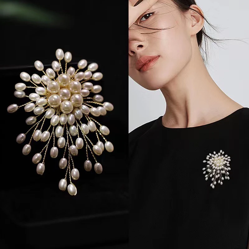 Elegant Pearl Flower Brooch Pin Badge For Women Girls Fashion Clothes Decoration Jewelry Gifts